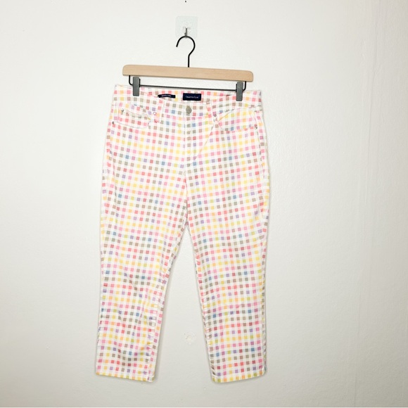 Charter Club Bristol Colorful Gingham Plaid Print Capri Jeans Pants 10 - Picture 2 of 8